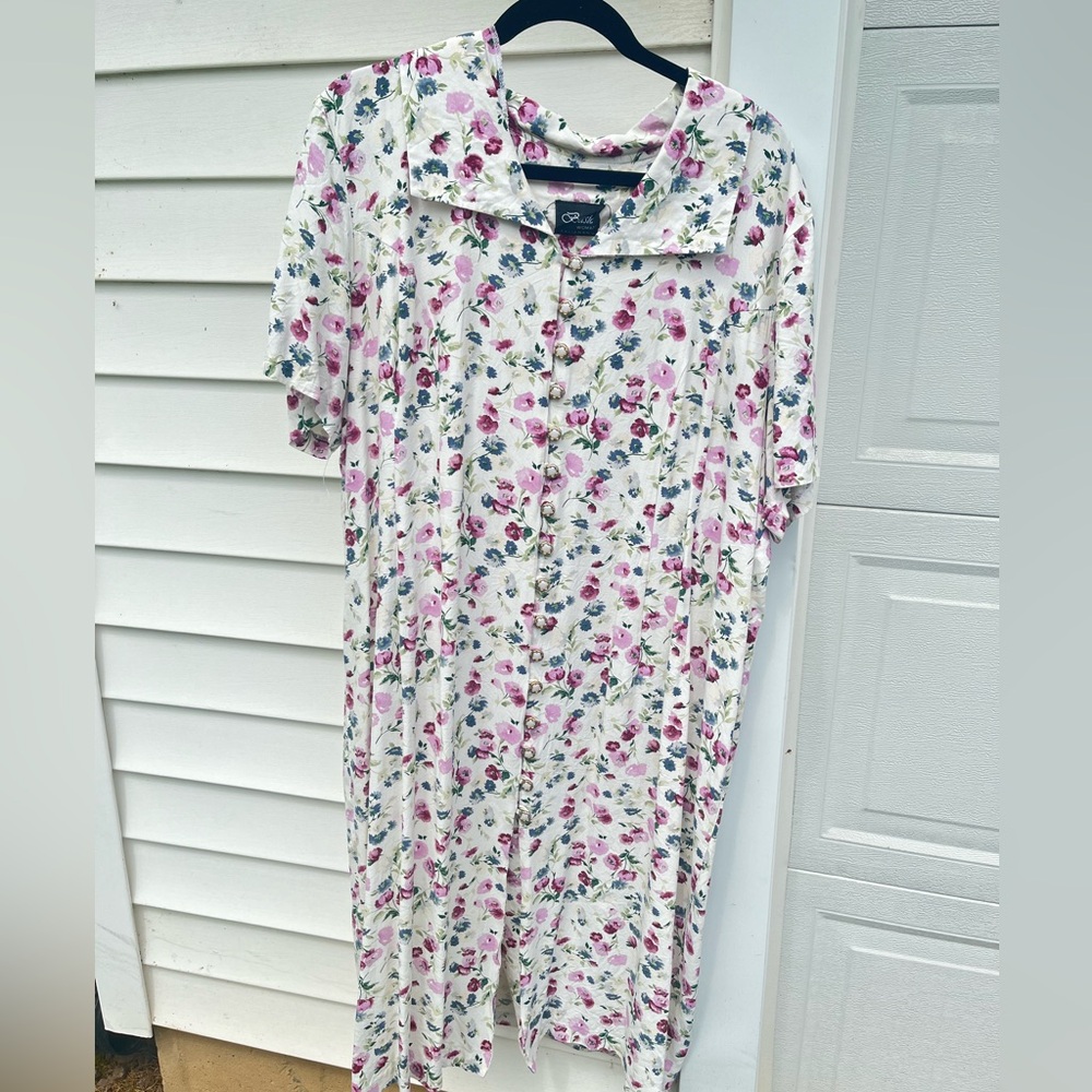flower button midi dress